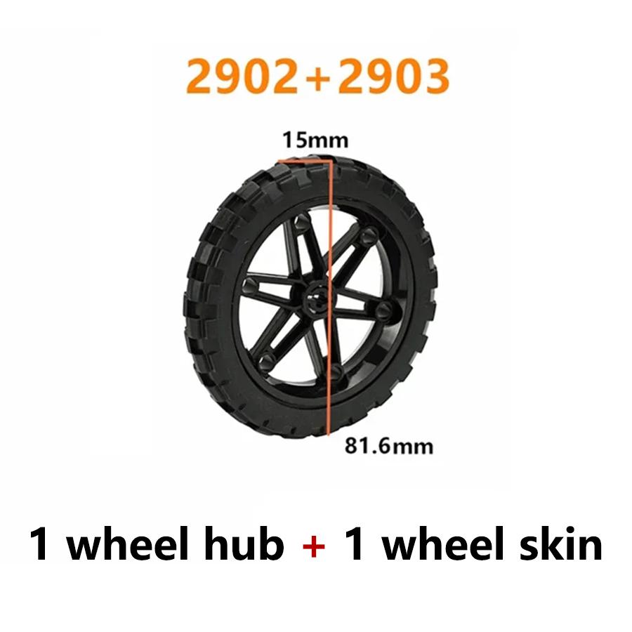 1Pcs Technical Tire & Wheel Hub Building Blocks Compatible with MOC Car Truck Parts
