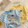 Children Short Sleeve Striped T-Shirts Baby Cotton Tee Boys Girls Cartoon T-Shirt Kids Loose Casual Tops Summer