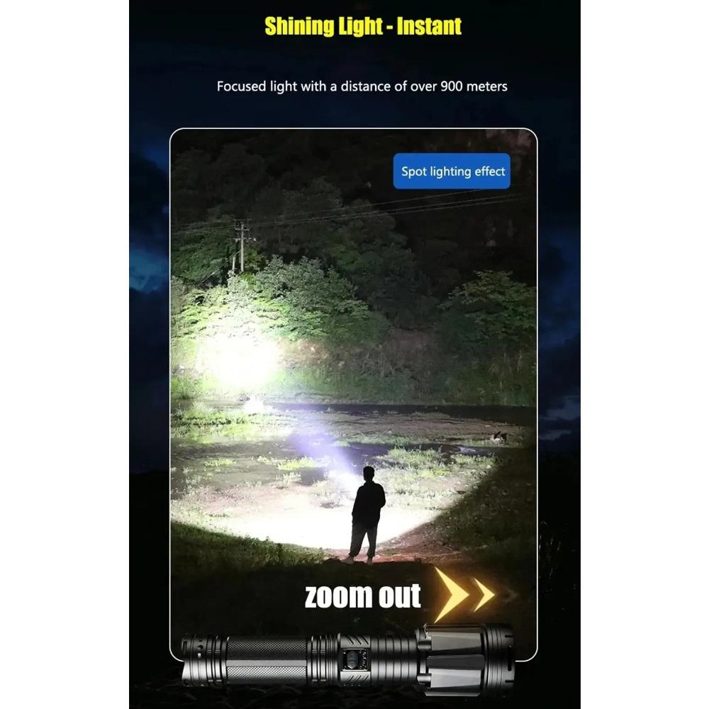 Most Powerful High Power Led Flashlight Use XHP360 Rechargeable Led Strong Light Torch Zoom Outdoor Lantern for Hunting