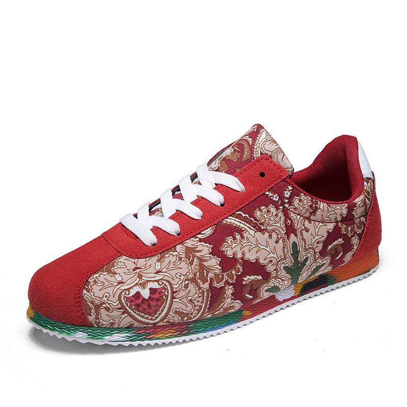 Hot Sale Suede Casual Shoes Men Chinese Style Sports Shoes Fashion Printed Men's Sneakers Lightweight Mens Walking Jogging Shoes
