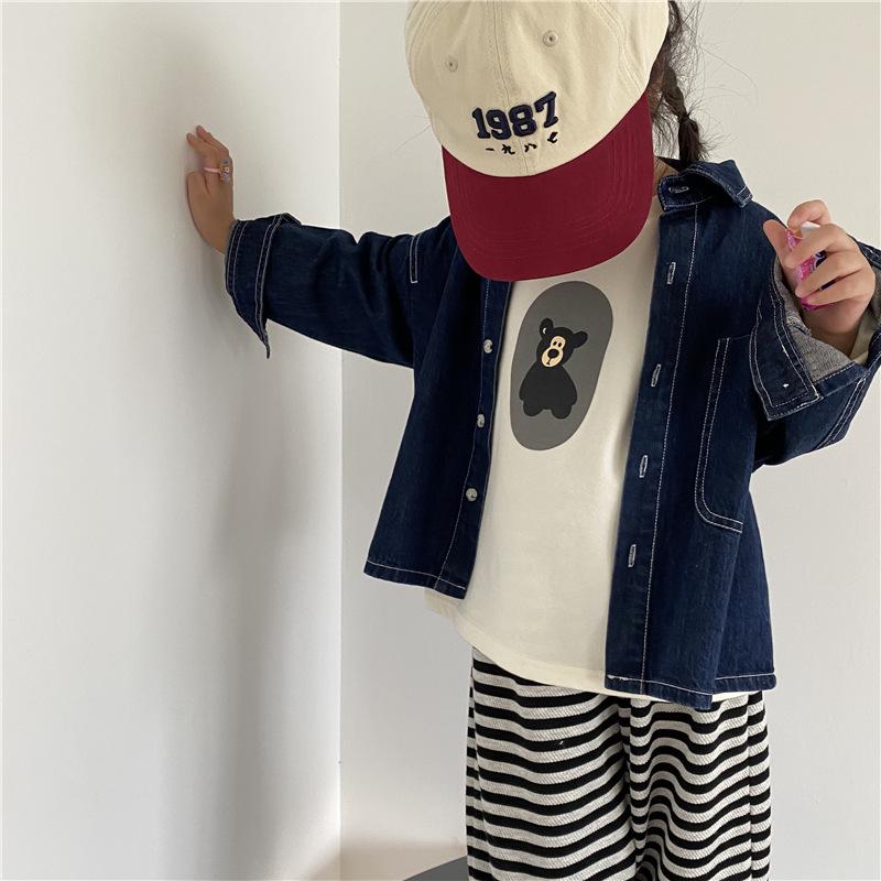 GL-kids Korean Style Autumn Cartoon T-shirt: Loose, Thickened, Easy-Match Long Sleeve for Boys and Girls