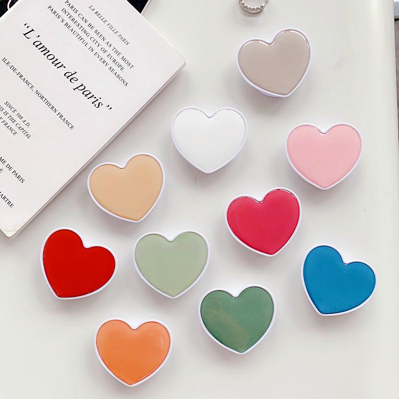 Airbag Heart-Shaped Retractable Phone Holder - Creative Solid Color Gift with Logo