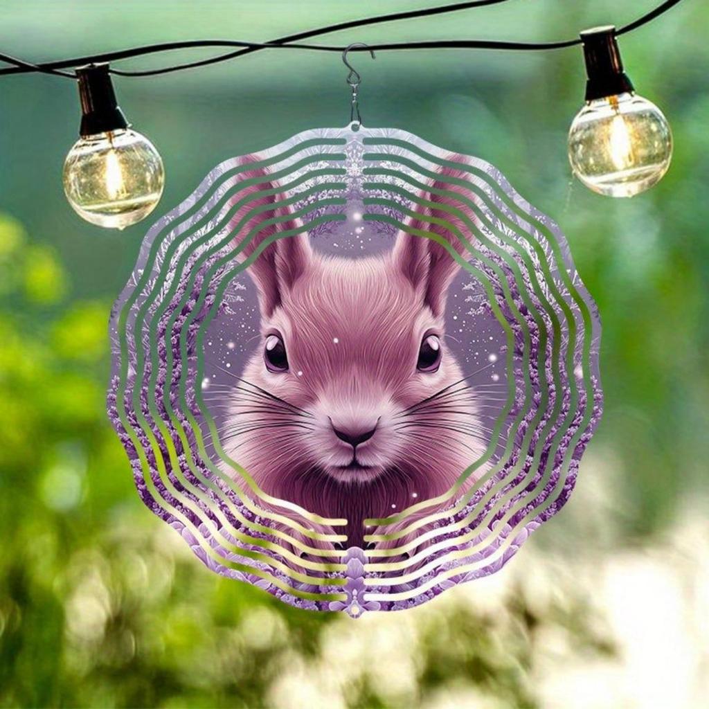 Rosa Hase Muster Windspiel Hängendes Windspiel für Garten Balkon Außendekoration Kunst