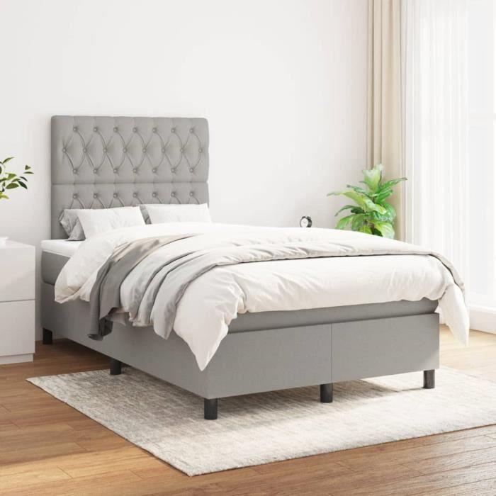 3142001 vidaXL Divan Bed with Mattress Light Grey 120x200cm Fabric
