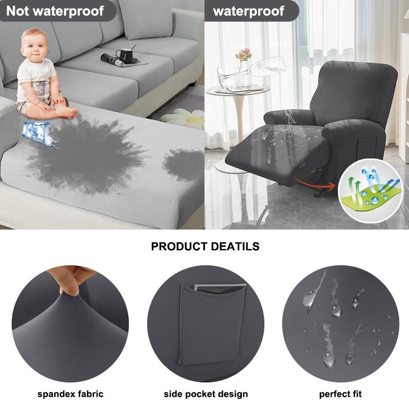 Waterproof Elastic Sofa Cover Stretch Recliner Cover Spandex Armchair Reclining Couch Cover Living Room 1/2/3/4 Seater