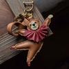 Ballet Bear Original Design Handmade Leather Car Key Bag Pendant Elegant Cute Gift Female Keychain