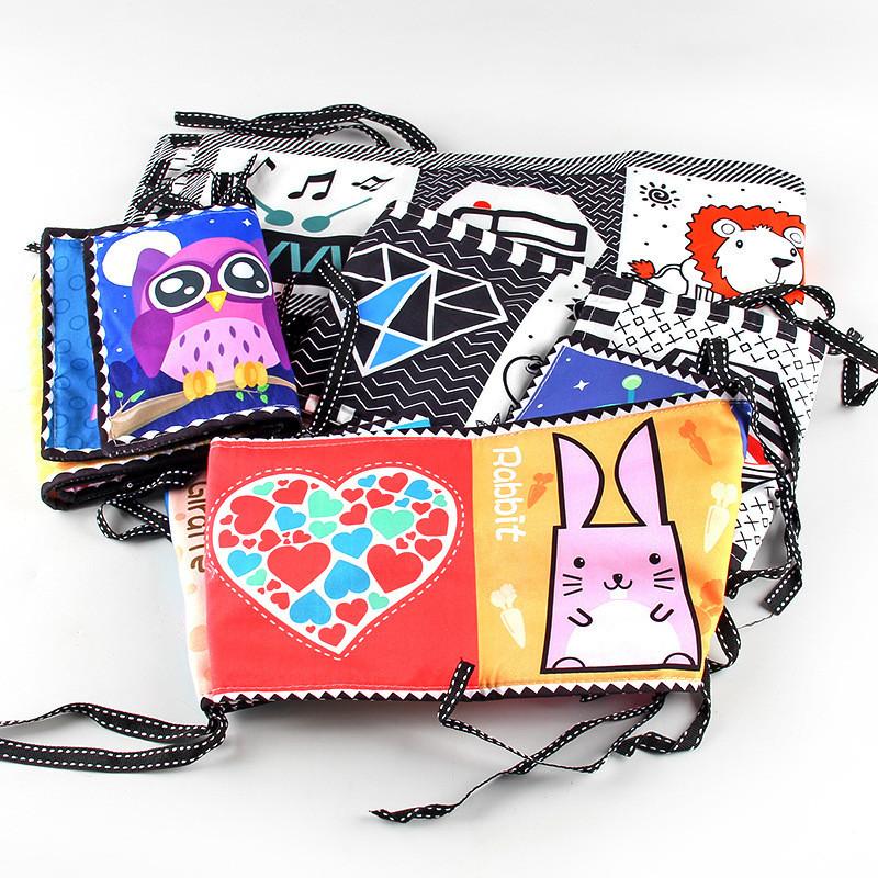 Double-sided Colorful Black And White Cloth Book For Babies With Cognitive Shape Animals
