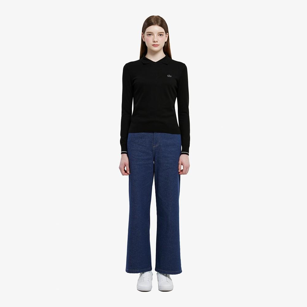 Lacoste Women's Semi-Wide Casual Denim Pants HF608E-55N36L