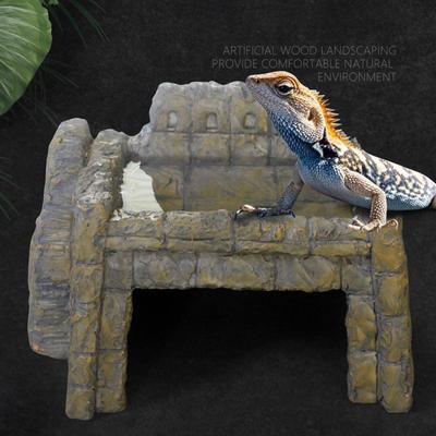 Reptile Hideout Cave, Resin Hiding Cave Unique Terrarium Decoration Aquarium Habitat Decor
