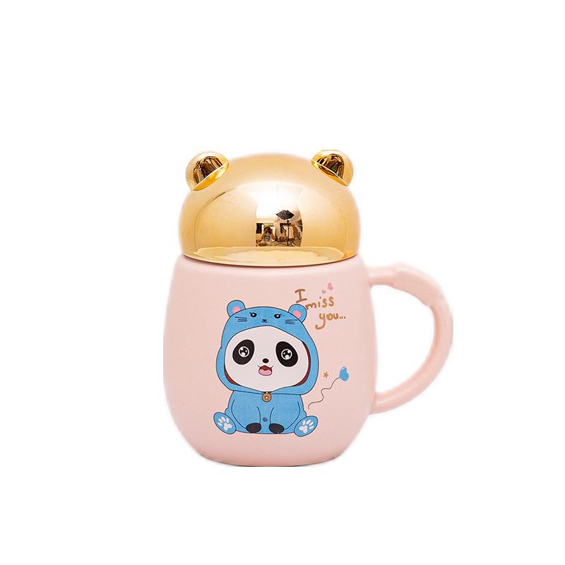 Heart-shaped Wings Butterfly Lid Gift Cup Cute Cartoon Ceramic Mug Water Cup with Lid