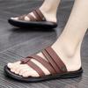 2025 Summer New Men White Leather Sandals Outdoor Comfortable Breathable Sports Casual Non-Slip Beach Luxury Sandals
