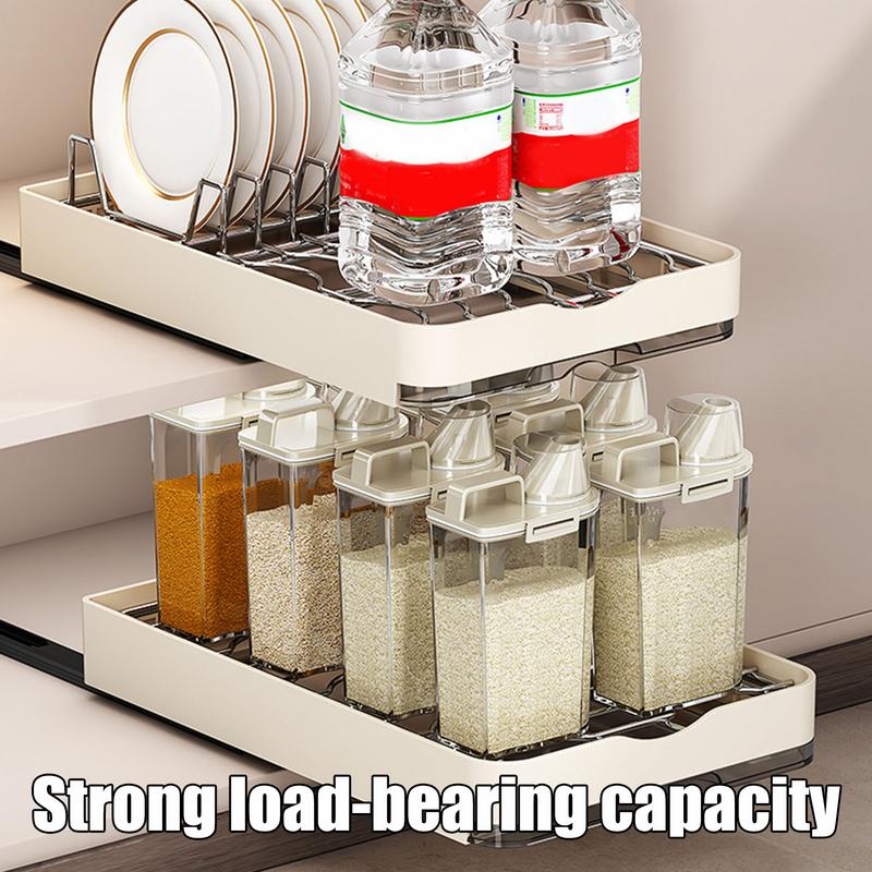 Pull-out cabinet drawer Metal slide-out dish drying rack Kitchen shelf dish rack for home kitchen tableware storage