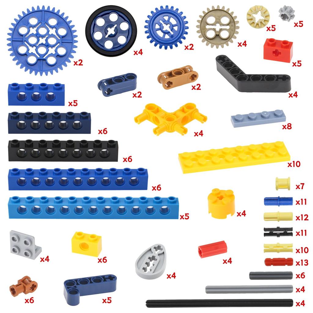 AIMATRIX 184-elementowy zestaw zębatek i osi dla części Technic kompatybilny z głównymi markami, zestaw asortymentowy zębatek DIY (Złącza, Sworznie, Osie, Ramiona podnośnika)