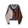 Lace splicing collar rhombus design sense temperament pullover sweater women's autumn and winter loose knitted sweater women's top