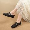 New Fashion Mesh Slippers Design Sandals for Women Square Toe  Wedge Heel 5.5cm Belt Buckle Slip On Mules   Leisure Shoes