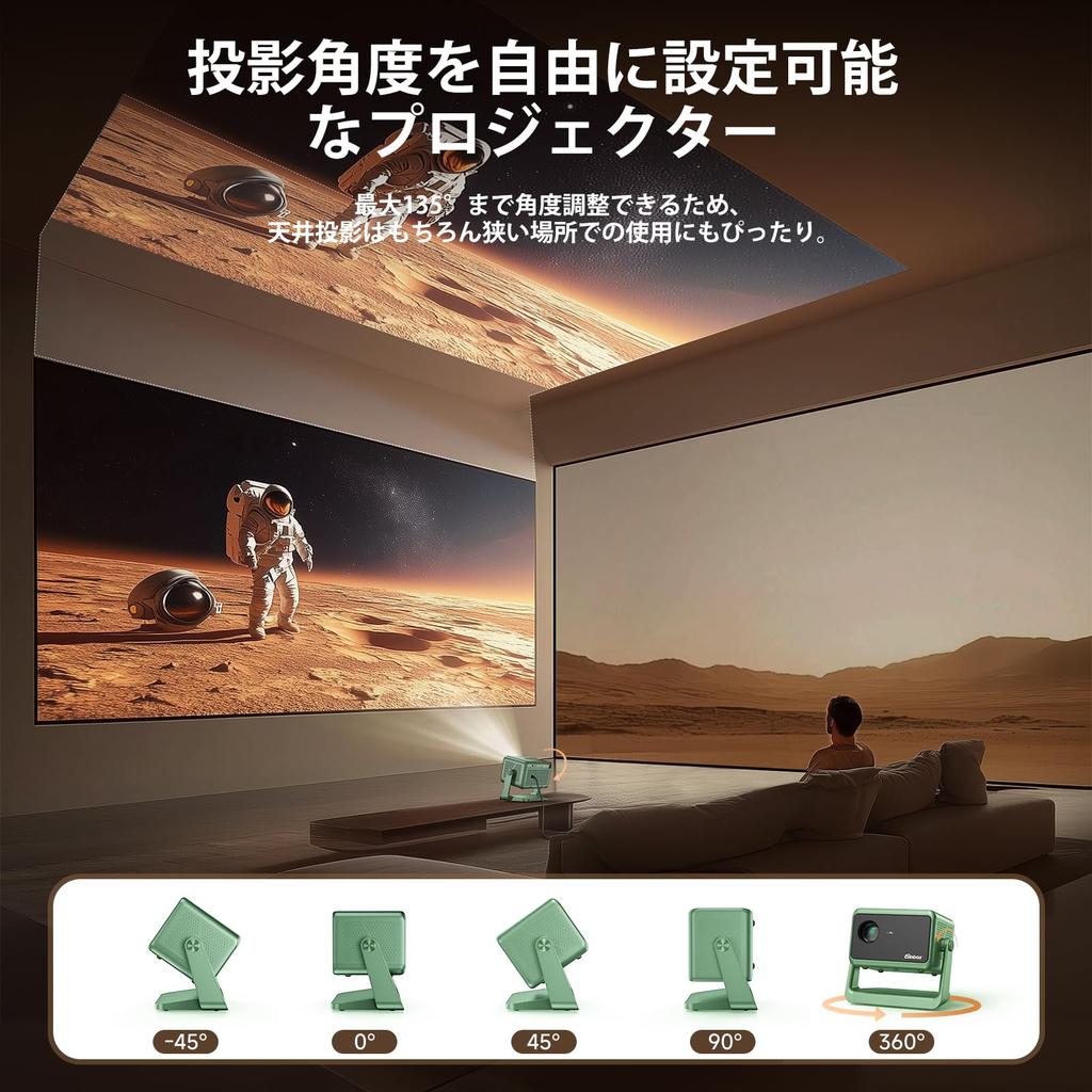 ISinbox 500 ANSI lumenů gimbalový integrovaný projektor pro domácí malý stropní 1080P malý domácí krátká vzdálenost automatická korekce lichoběžníkového zkreslení kompatibilní s japonským