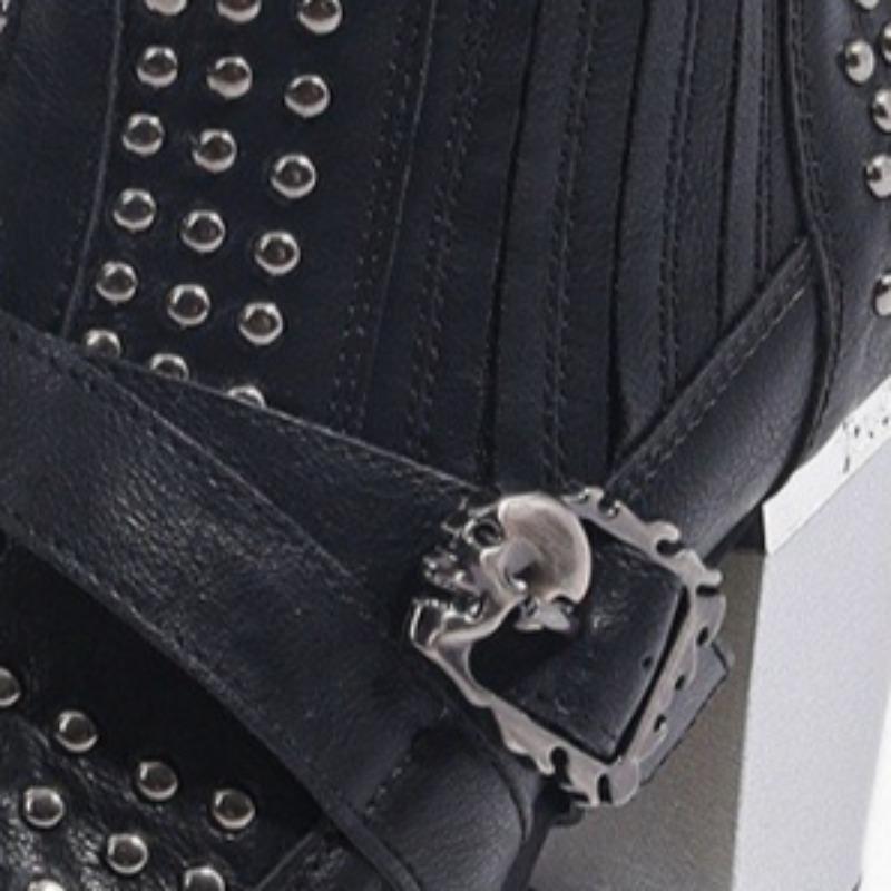 Fashion Men's Women's Fashion Short Boots Mens Womens Willow Nails Thick High Heels High-top Boots High Quality Knight Boots Botas Mujer