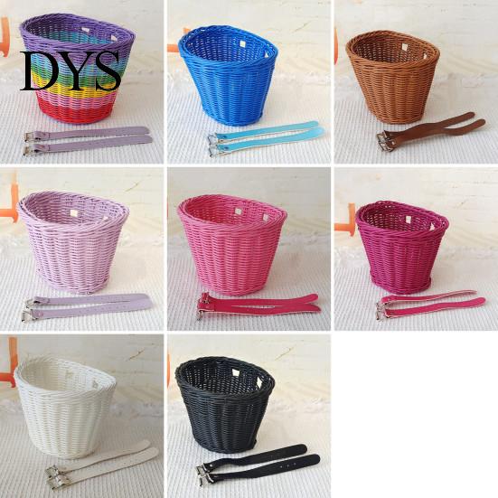 Braided Bicycle Basket Large Capacity Strong Load-bearing Universal Simple Hand-woven Children Bike Installation Hand-Woven Imitation Rattan Handlebar