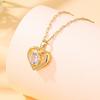 Htpwe Artificial Gems Heart Pendant Necklace for women Golden Stainless Steel Lips Neck Chain Female Necklaces Zircon for Girl