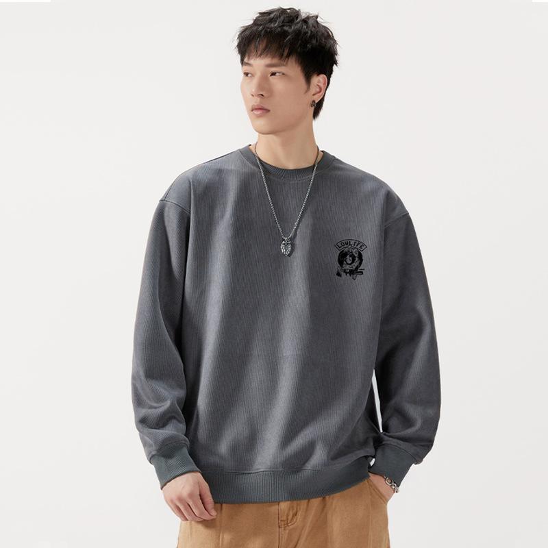 Осенний 380G американский тяжелый круглый ворот свитер мужской свободный большой — фото 3