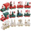 Wooden Train Christmas Decorations with Gingerbread Snowman Christmas Tree Figurine Mini Train Decor for Home Table Xmas Gifts