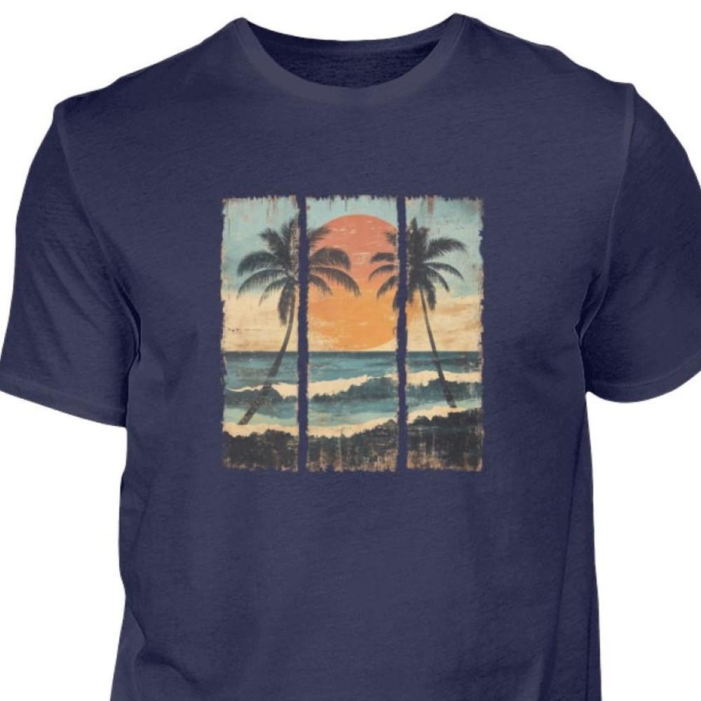 26 Tropical Beach T-Shirt, Vintage Palm Trees, Sunset Shirt, Summer Navy Tee Unisex T-Shirt XXXL