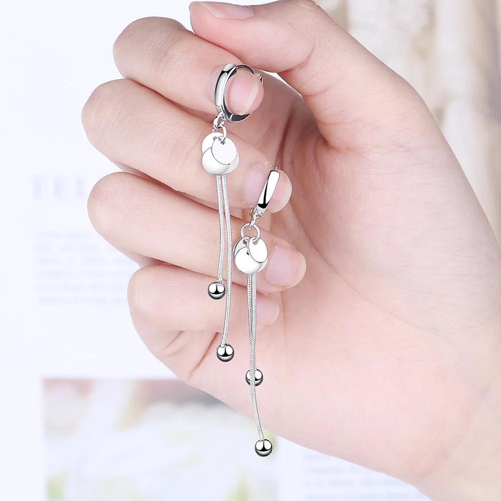 Cute Women Earrings Wafer Balls Tassel  New Trendy  Sterling SIlver Earring Lady Gift Party Tassel Earring Accessories