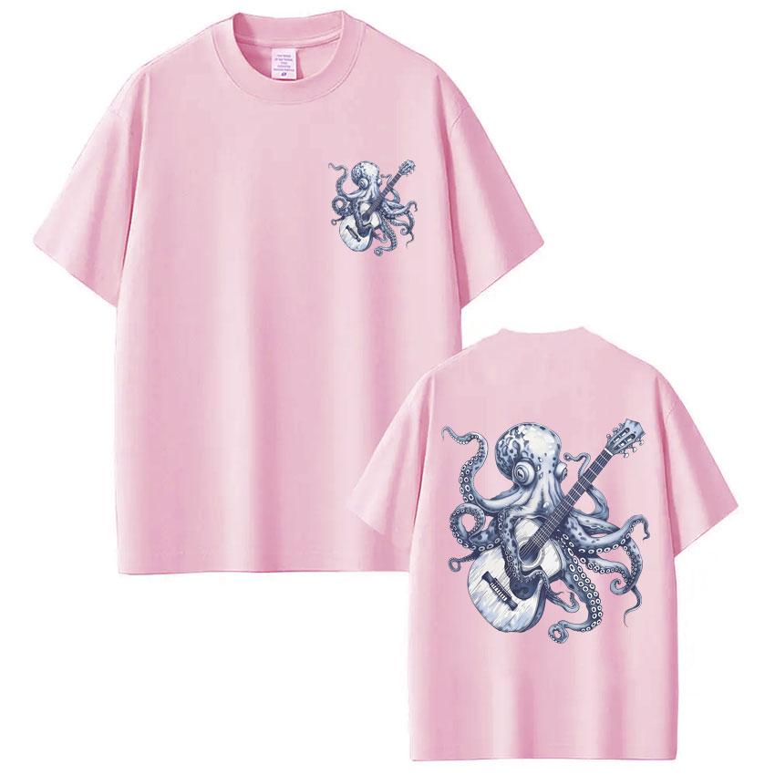 

Octopus Playing Guitar Vintage Style Graphic T Shirts Men Women Fashion Funny 90s Harajuku T-shirt Oversized Cotton Casual 3XL