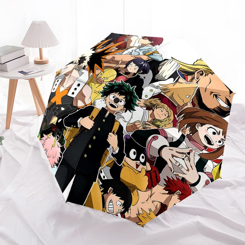 

1pc My Hero Academia Characters Automatic Folding Umbrella, Portable 3-Fold Design with 8-Bone Iron Frame, Perfect for Outdoor Use, Festive Gifts, Tra
