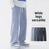 Streetwear Loose Jeans Men Korean Style Loose Straight Wide Leg Pants Men's Clothing Black Light Blue