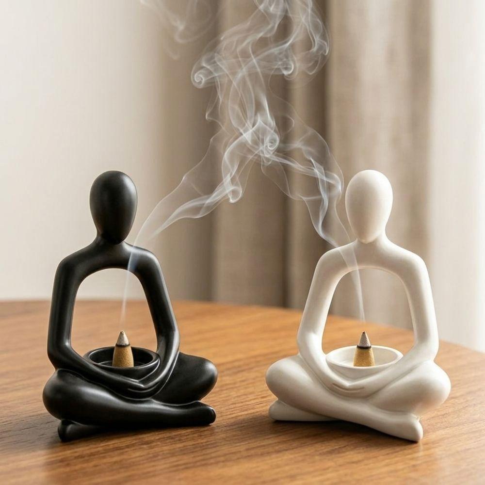 Zen Chinese Style Yoga Statue Incense Holder 3D Printed Sculpture Candle Holder  Living Room
