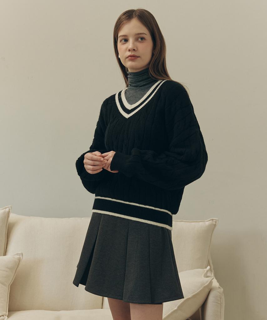 ZEROSTREET Cable Line Sweater / Black