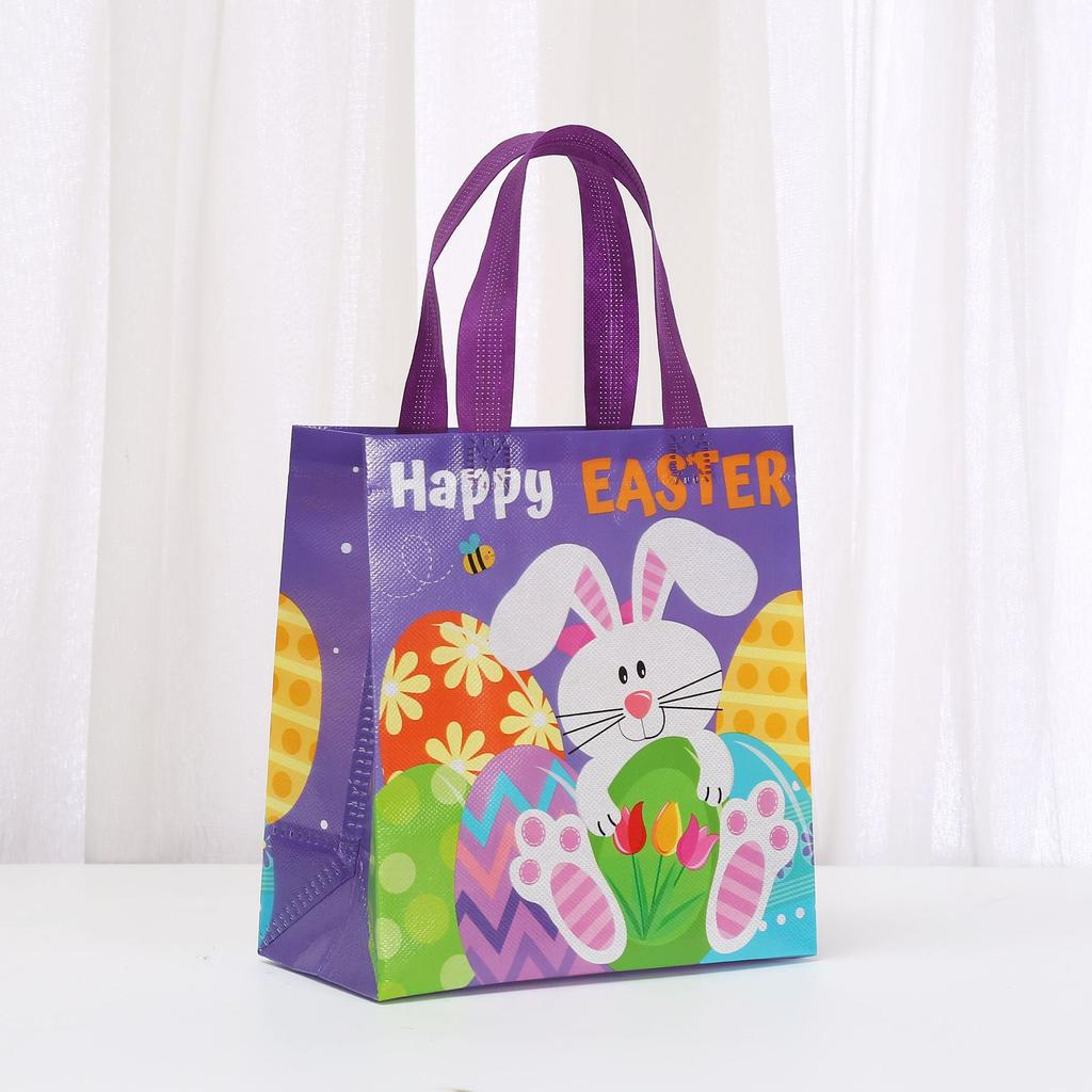 12/30pcs Easter Celebration Non Woven Tote Bags Eco-Friendly and Reusable Bunnies Eggs Florals Pattern Candy Container