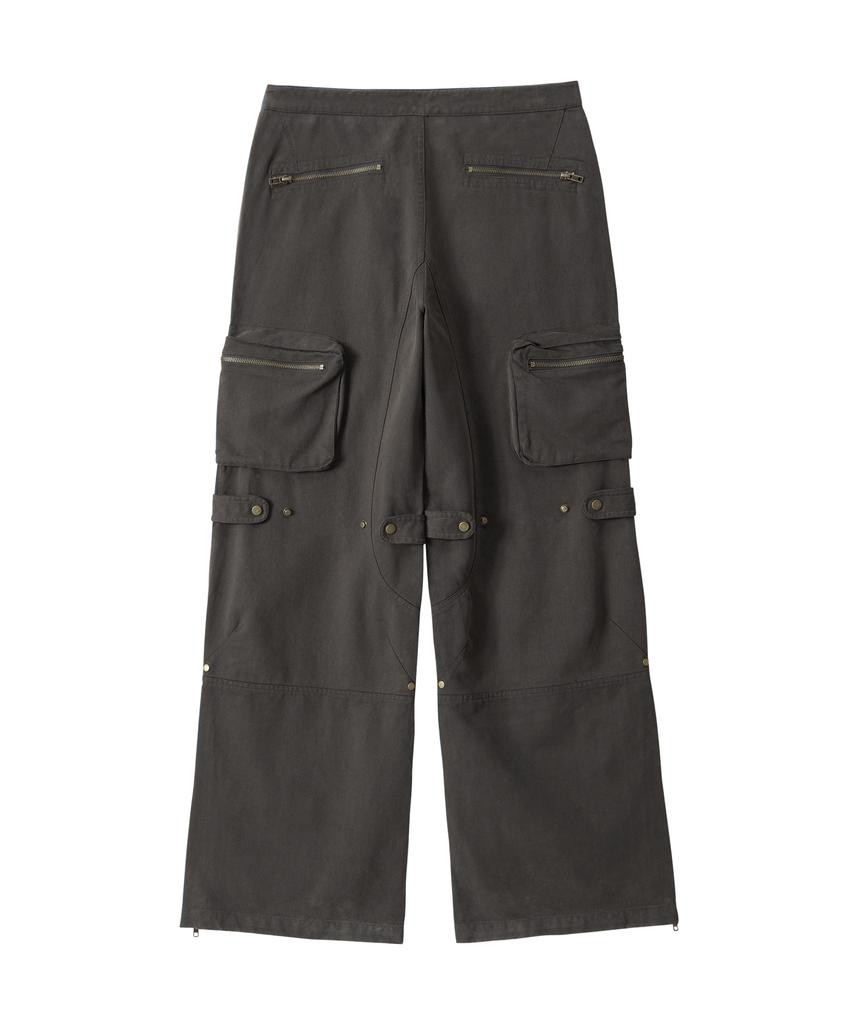 Uallong Lowrise Washed Curve Cargo Pants - Khaki