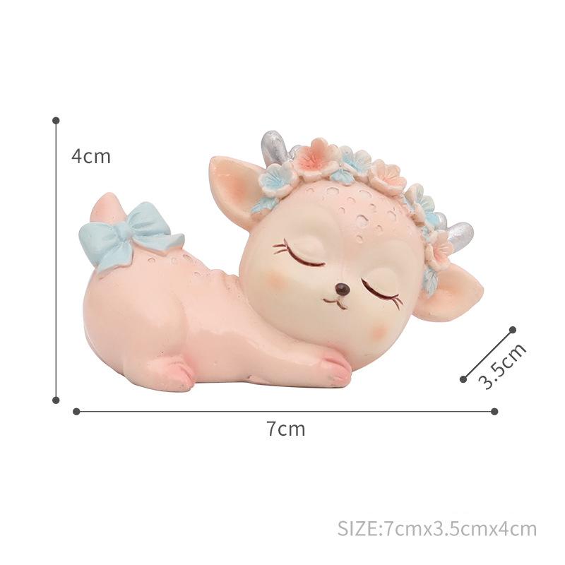 Car Decoration Resin Cartoon Animal Cute Deer Interior Supplies Car Accessories Soft Cute Sleeping Position