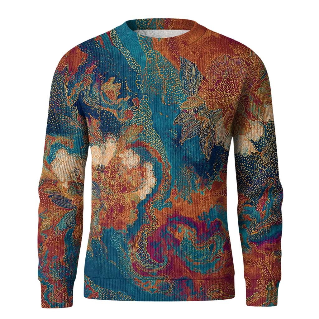 Herren Rundhals Langarm Rippstrick Pullover