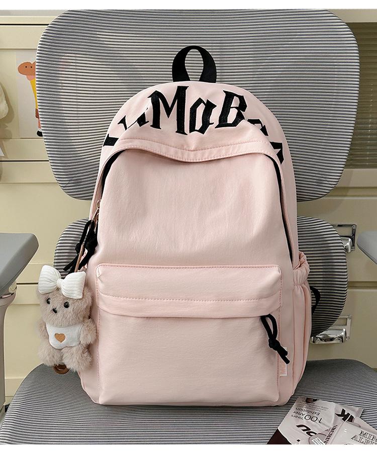 Schoolbag new Japanese ins style female student embroidered schoolbag simple large capacity lightweight backpack campus commuter backpack
