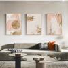 Abstract Watercolor Pink Golden Rendering Modern Decorative Picture Canvas Wall Art Poster for Living Room Office Decor