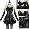 Women's Amane Misa Dark Gothic Cosplay Costume Dress With Stockings Misa Amane Black Dress Steampunk Halloween