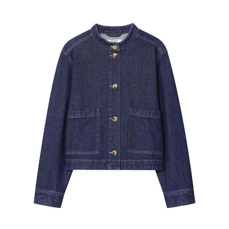 

Kaslead New Women clothes Western Style Fashion Simple and Versatile Twill Outerwear 1282397 Blue L