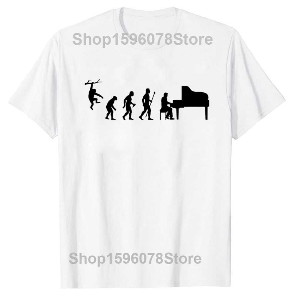 Funny Evolution T Shirt Pianist Piano Instrument Summer Graphic Streetwear Short Sleeve Birthday Gifts T-shirt Mens Clothing
