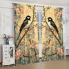 2 Pieces of Retro Flower and Bird Painting Curtains Suitable for Family and Friends   Sunshade and Privacy Protection Curtains