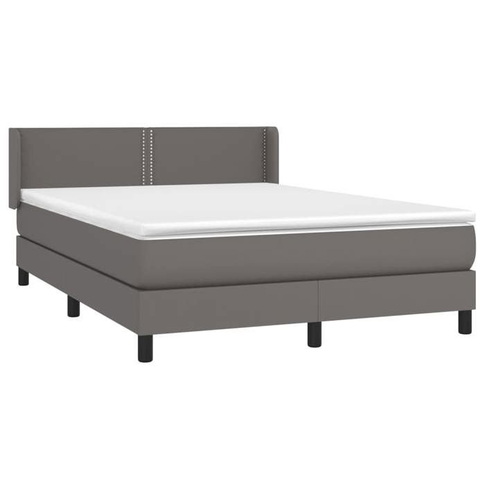 Maison Exclusive - Sommier à lattes de lit avec matelas Gris 140x190 cm Similicuir