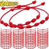1/24pcs 7 Knots Red String Bracelets for Women Men Lucky Amulet Friendship Handmade Braid Rope Wristband Bracelet Jewelry Gift