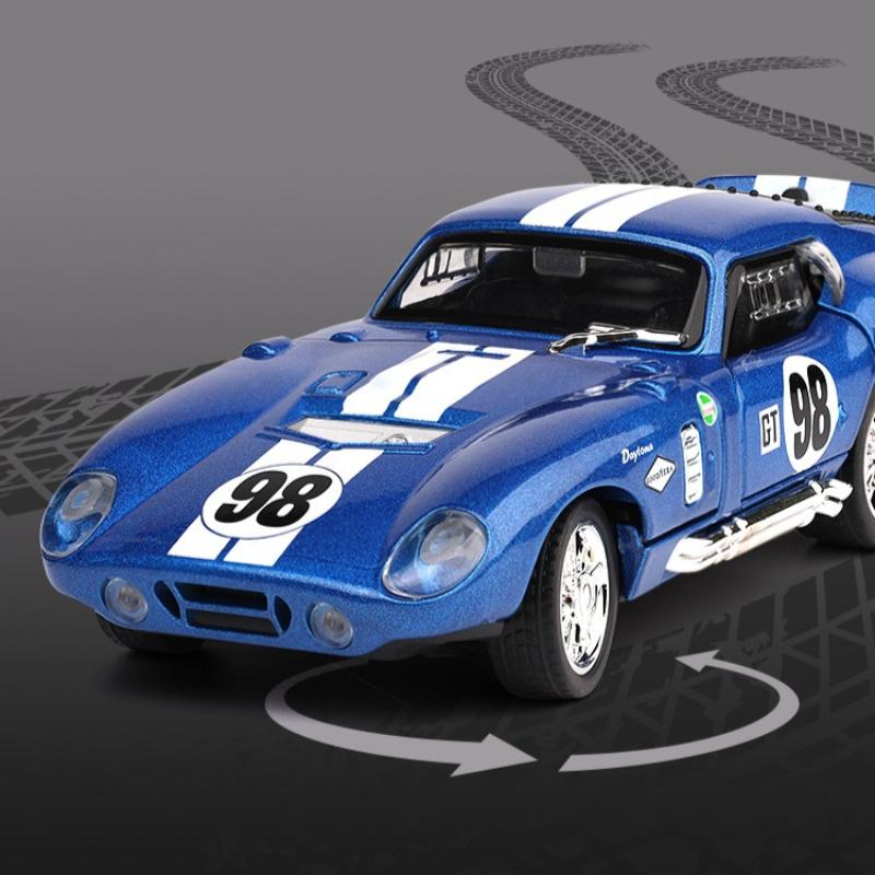 1:32 Cobra Daytnoa Coupe Alloy Sports Car Model Sound and Light Retro Car Model Desktop Decoration Boy Toy Gift