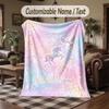 Einhorn-Thema Decke mit individuellem Namen und Text Personalisierte Decke Weiche Gemütliche Decke für Zuhause Sofa Bett