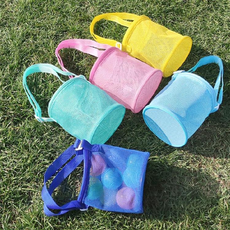 Reusable Kids Beach Play Shoulder Bag Zippered Mesh Storage Bag with Adjustable Strap For Seashells Hunting Sand Game