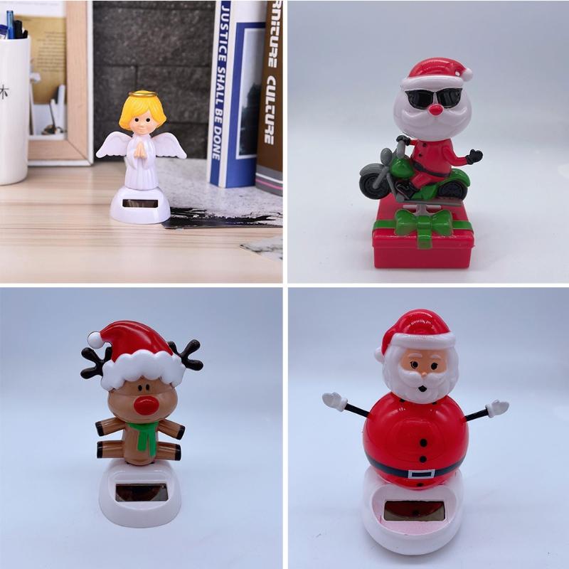 Solar Powered Car Dashboard Decors Funny Christmas Office Cab Accessories Interior Decoration for Adults Christmas