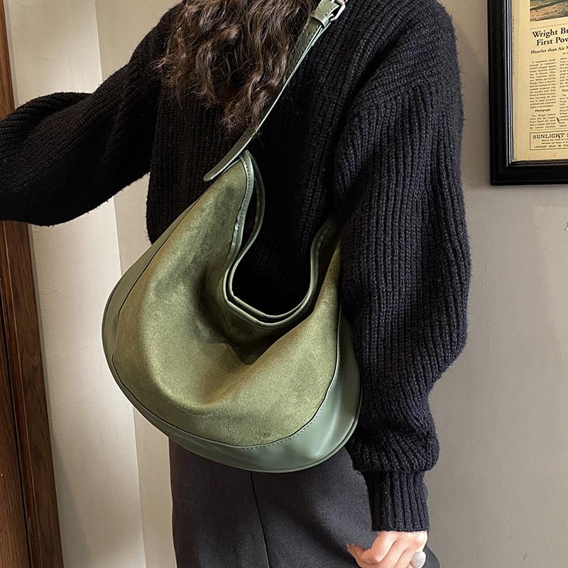 Faux Suede Patchwork Solid Color Hasp Casual Tote 2026 New Trend Bags High Quality Temperament Fashi Women's Handbags