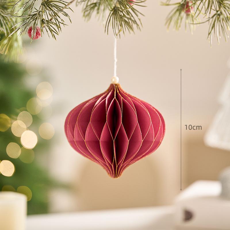 Irregular Shape Paper Honeycomb Christmas Tree Ornaments - Small Pendant & Honeycomb Ball Decor.